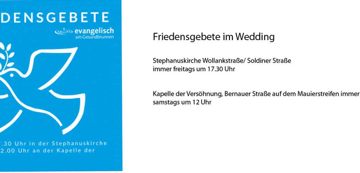 Grafik mit Terminen für Friedensgebeten im Wedding Berlin