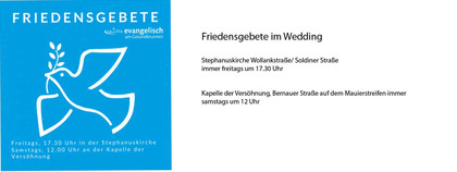 Grafik mit Terminen für Friedensgebeten im Wedding Berlin